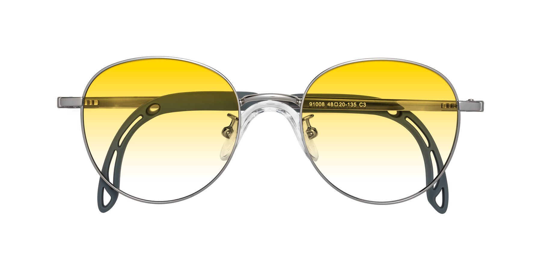 Folded Front of Ann in Knight Silver with Yellow Gradient Lenses