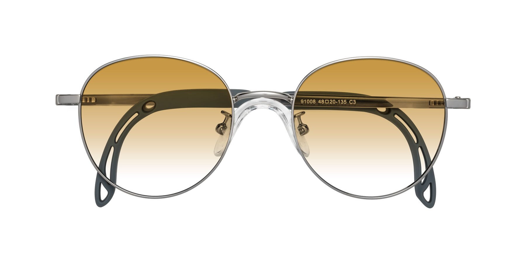 Folded Front of Ann in Knight Silver with Champagne Gradient Lenses