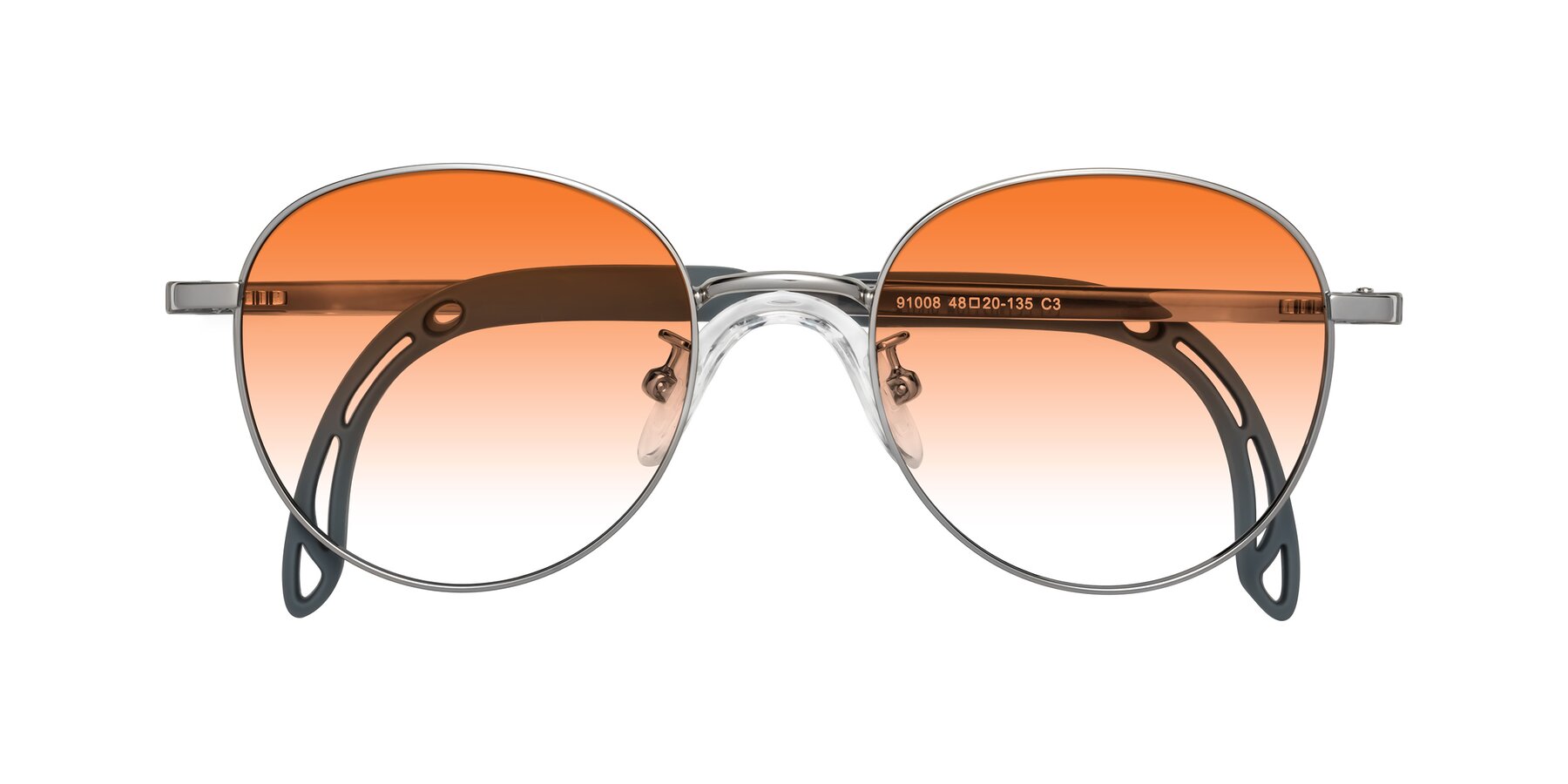 Folded Front of Ann in Knight Silver with Orange Gradient Lenses