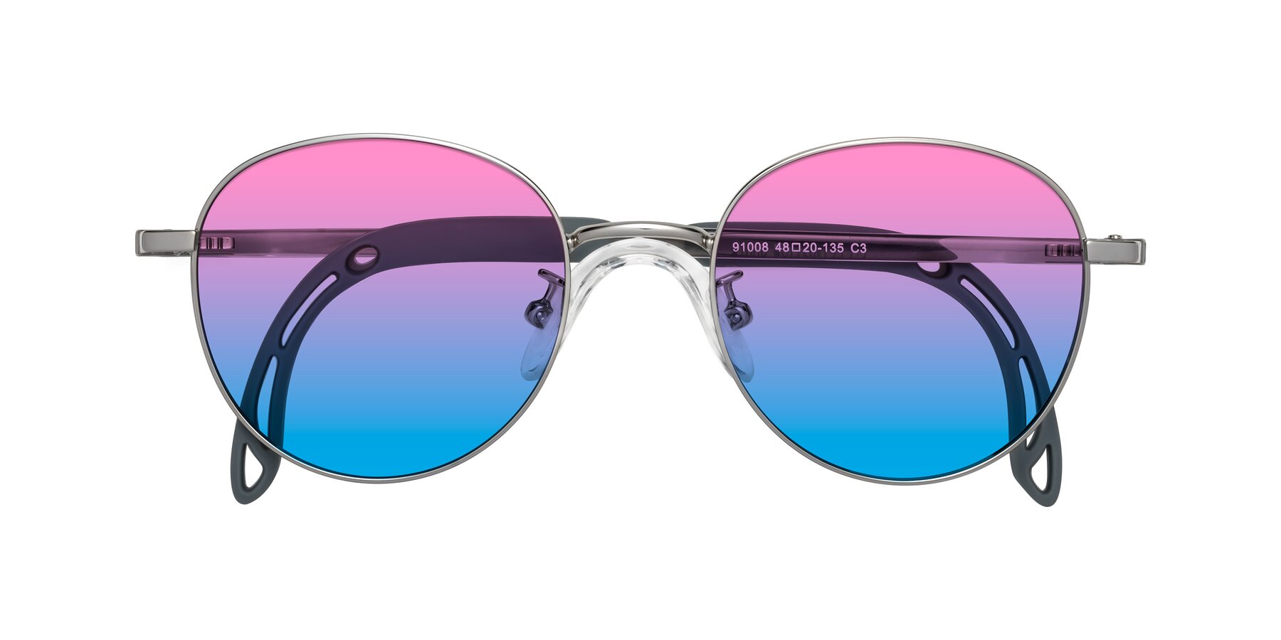 Folded Front of Ann in Knight Silver with Pink / Blue Gradient Lenses