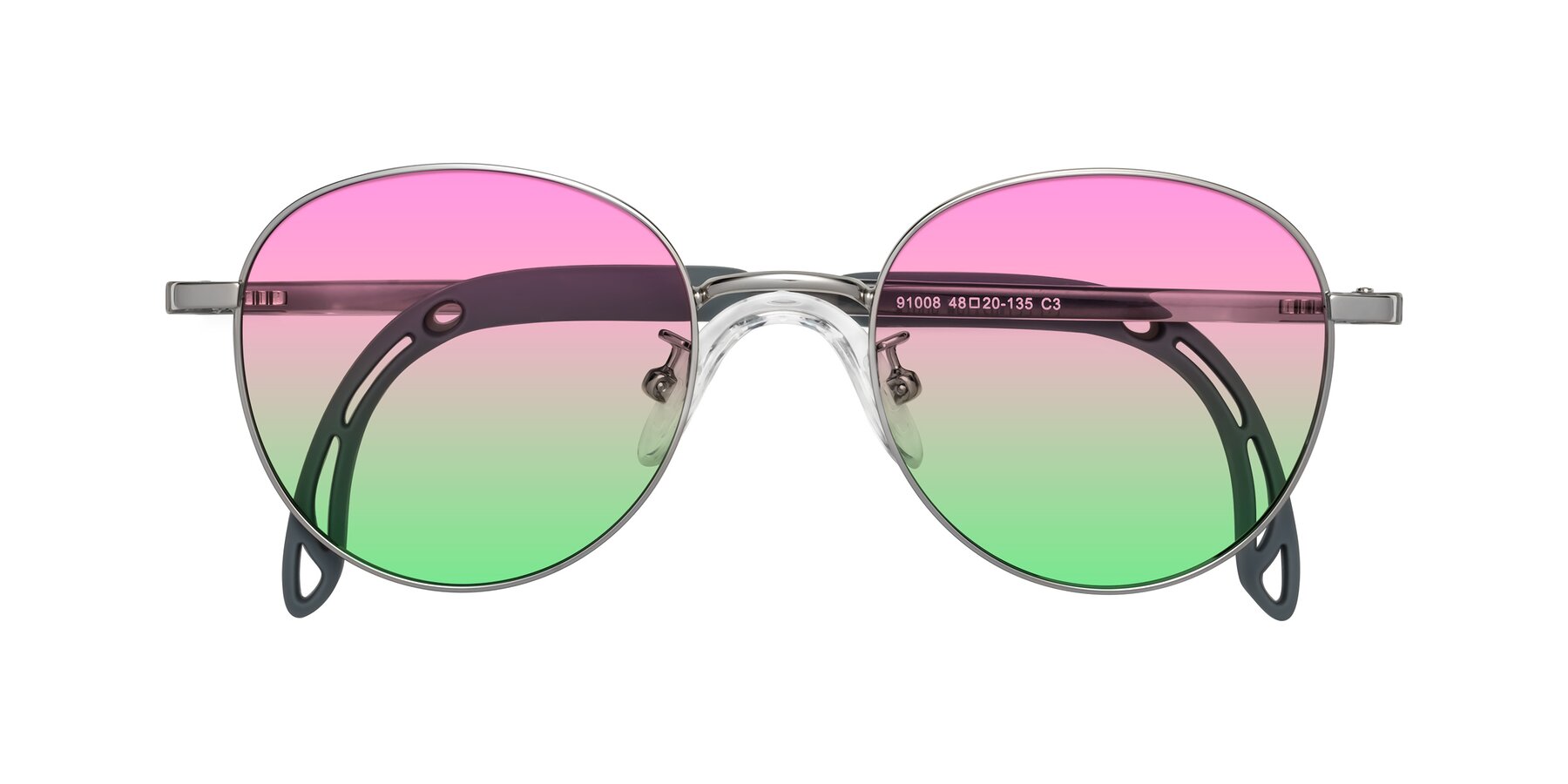 Folded Front of Ann in Knight Silver with Pink / Green Gradient Lenses