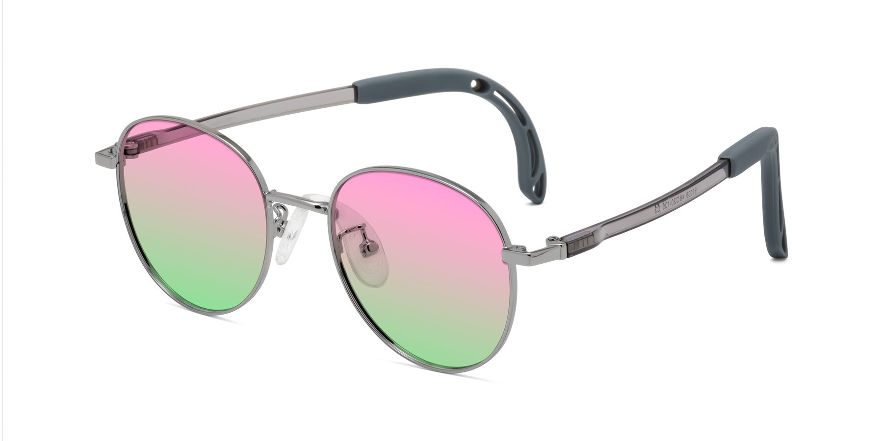 Angle of Ann in Knight Silver with Pink / Green Gradient Lenses