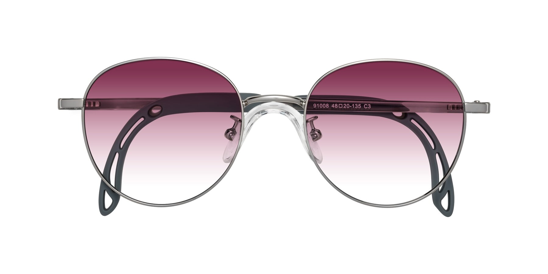 Folded Front of Ann in Knight Silver with Wine Gradient Lenses