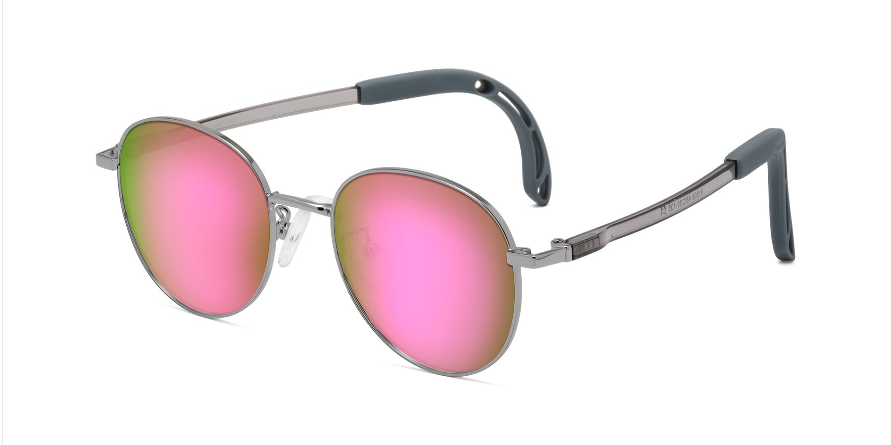 Angle of Ann in Knight Silver with Pink Mirrored Lenses