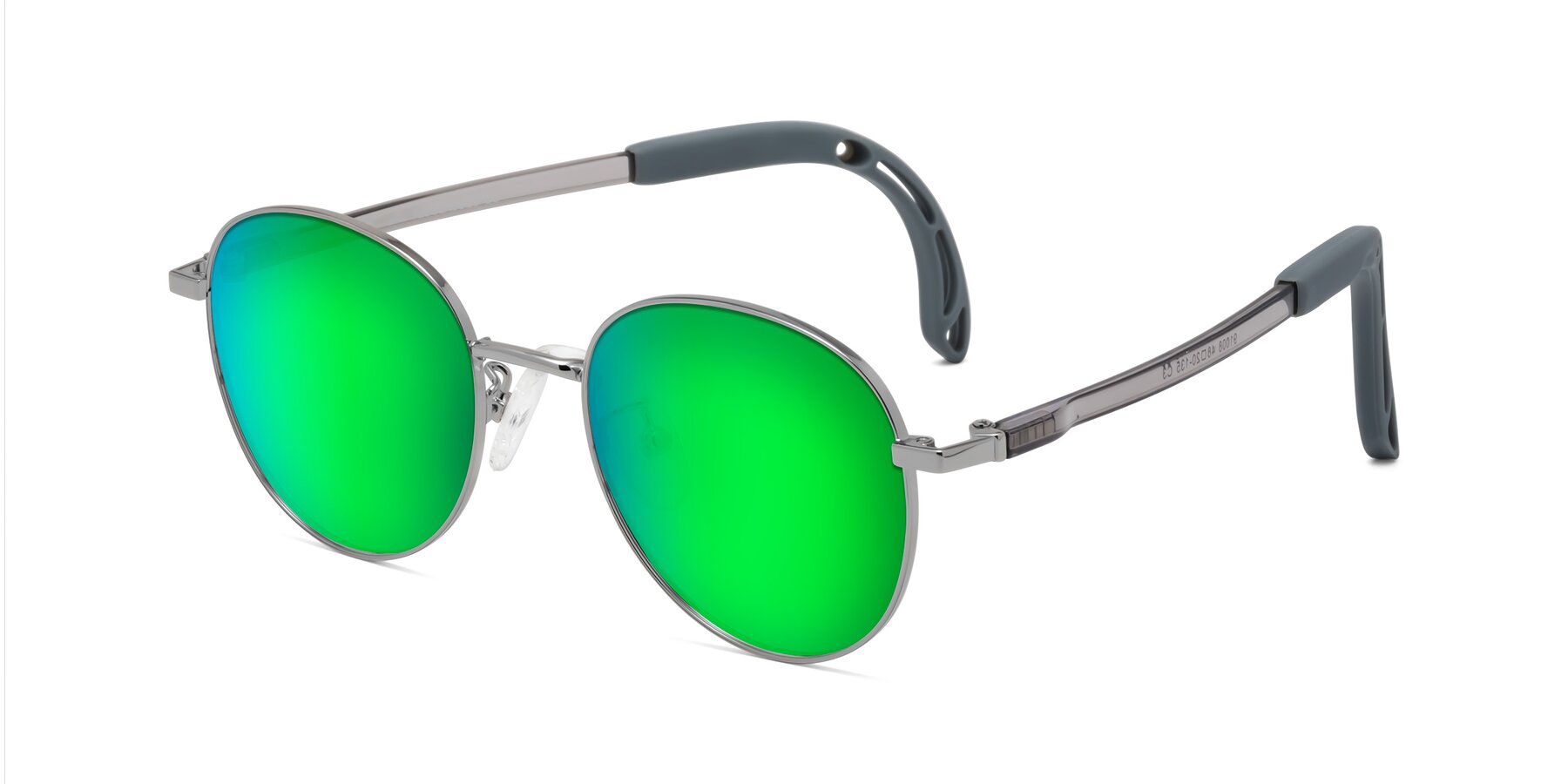 Angle of Ann in Knight Silver with Green Mirrored Lenses