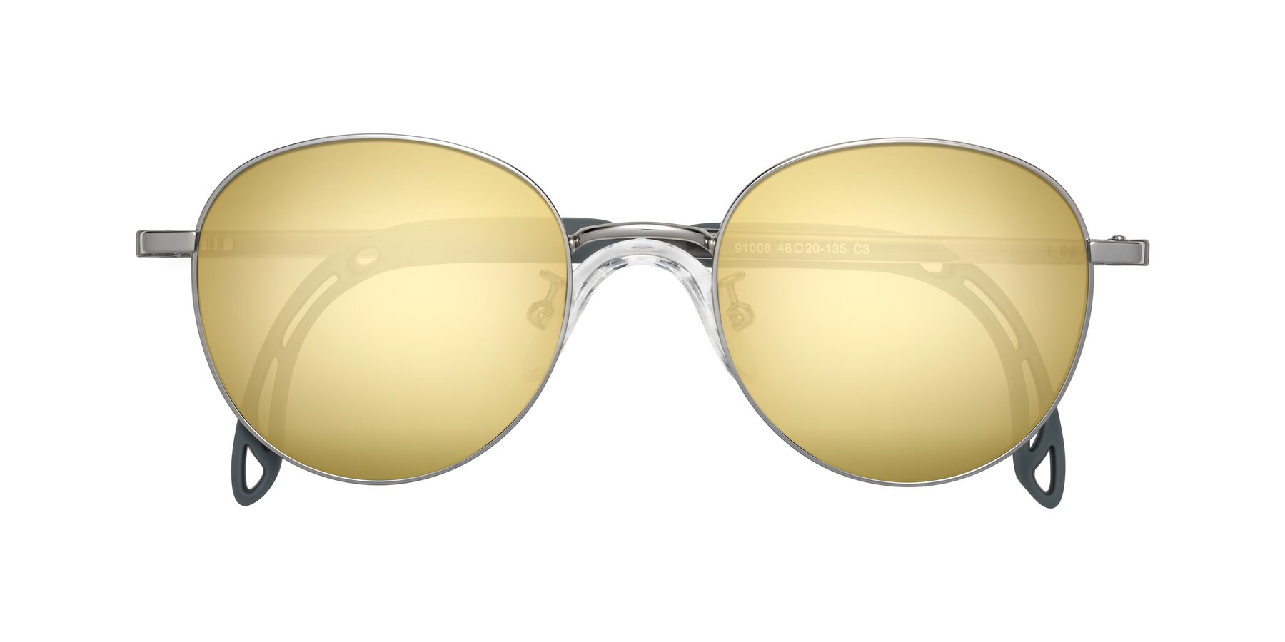 Folded Front of Ann in Knight Silver with Gold Mirrored Lenses