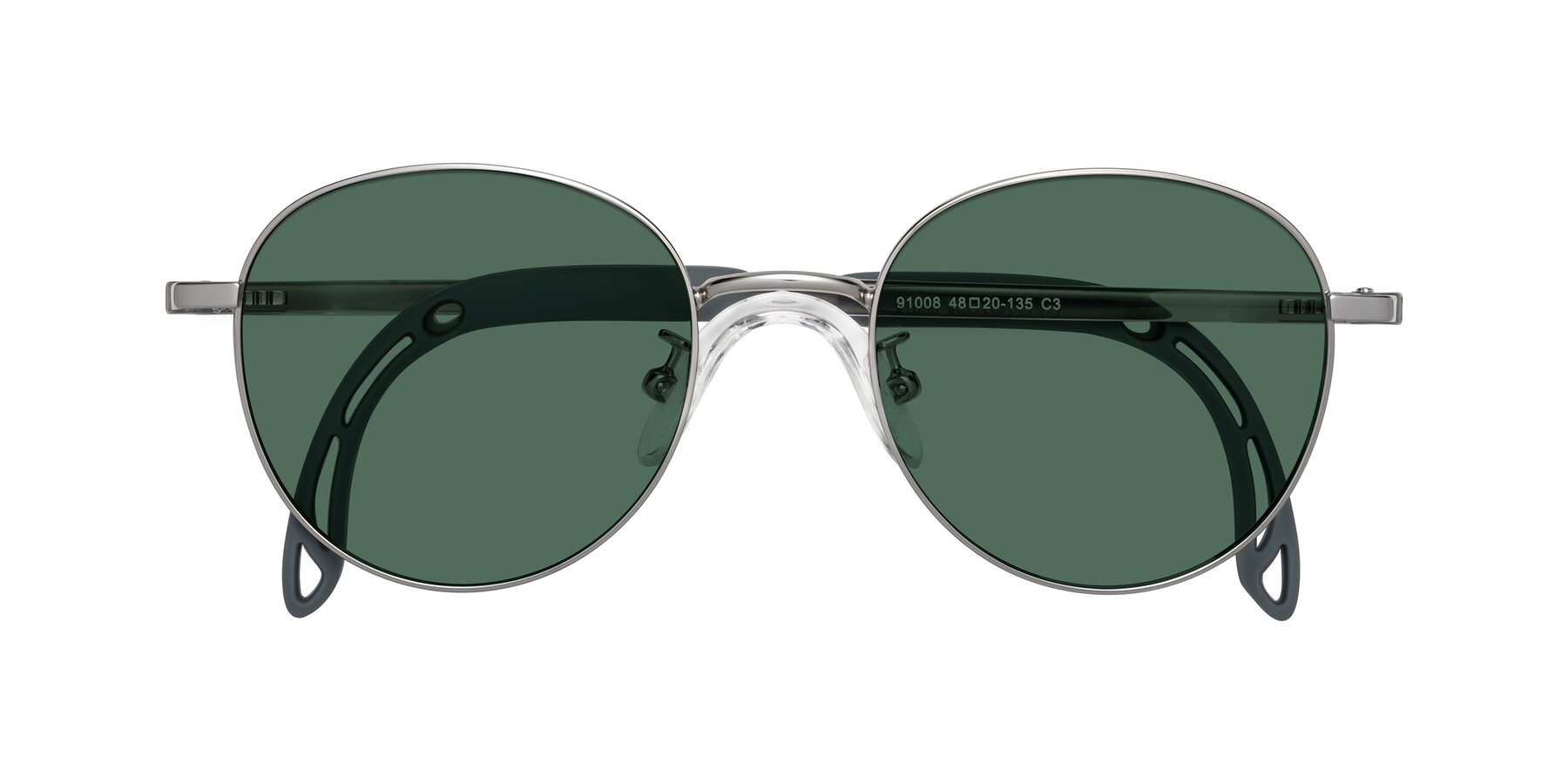 Folded Front of Ann in Knight Silver with Green Polarized Lenses