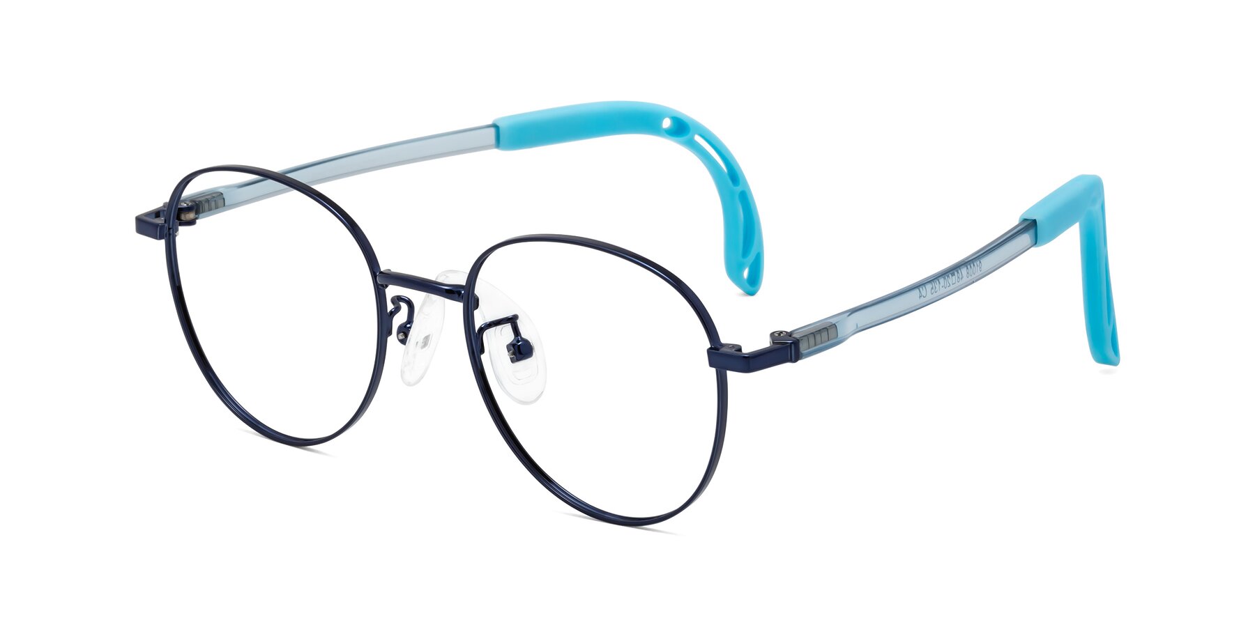 Angle of Ann in Sailor Blue with Clear Blue Light Blocking Lenses