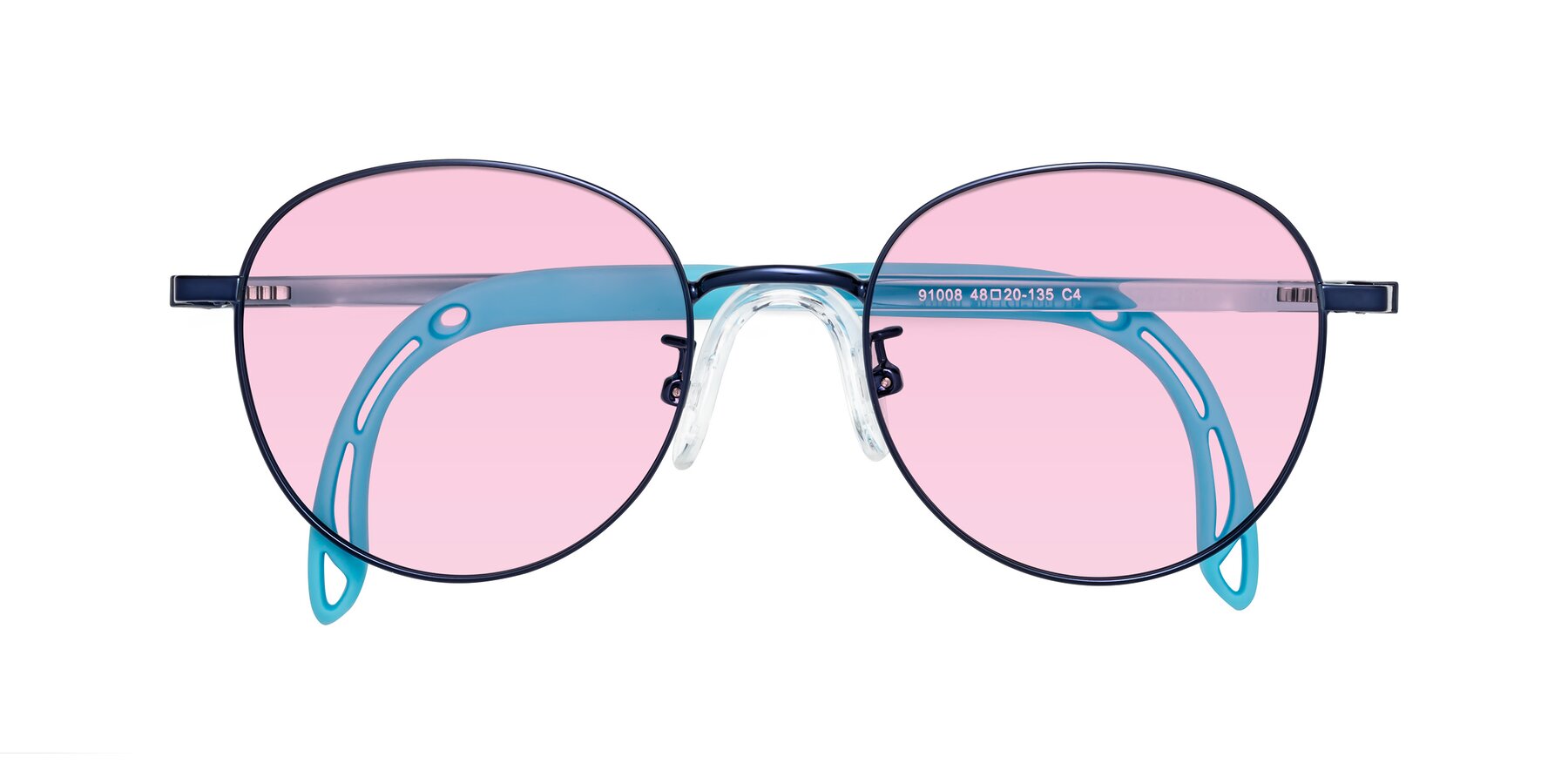 Folded Front of Ann in Sailor Blue with Light Pink Tinted Lenses