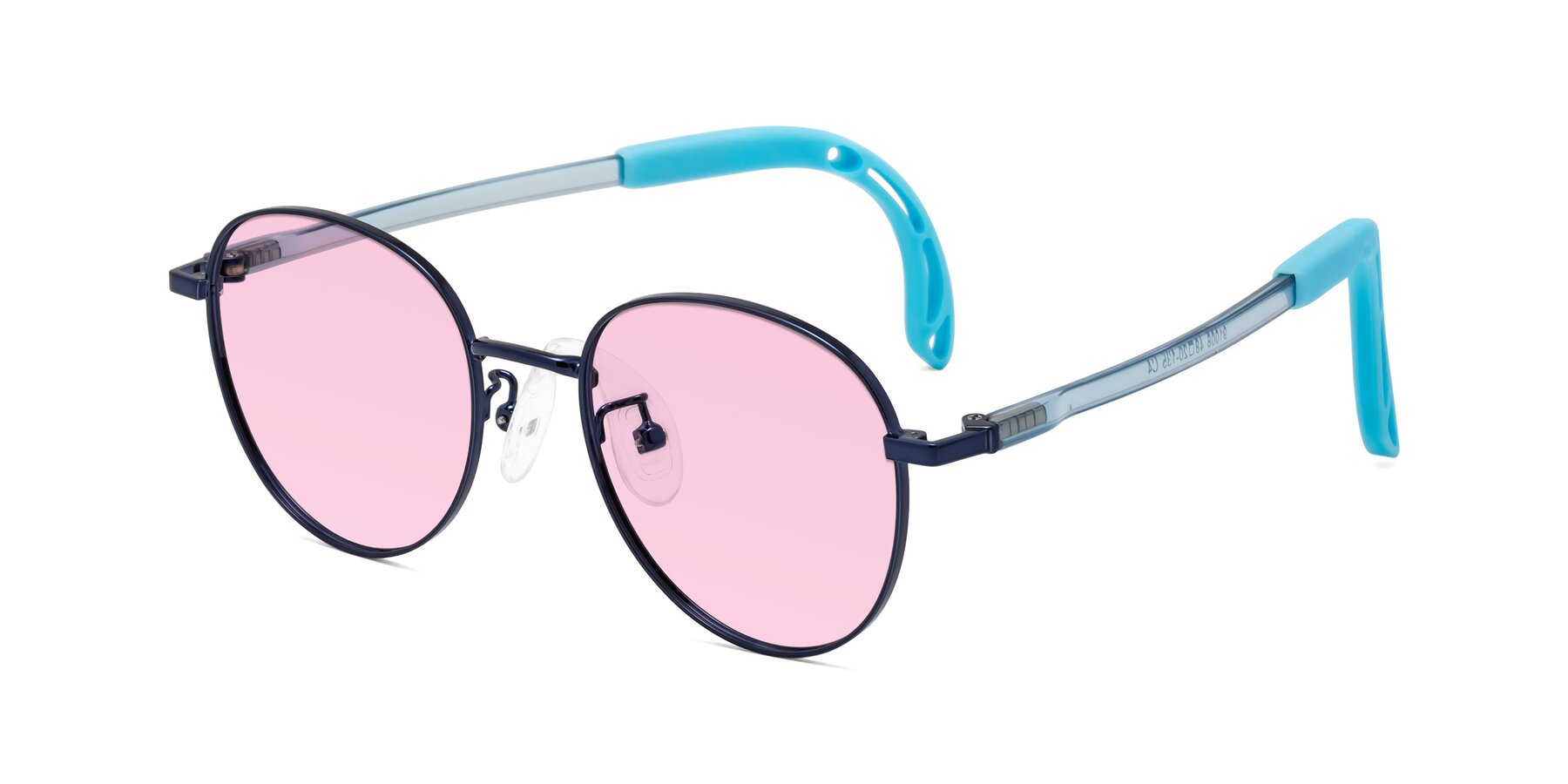 Angle of Ann in Sailor Blue with Light Pink Tinted Lenses