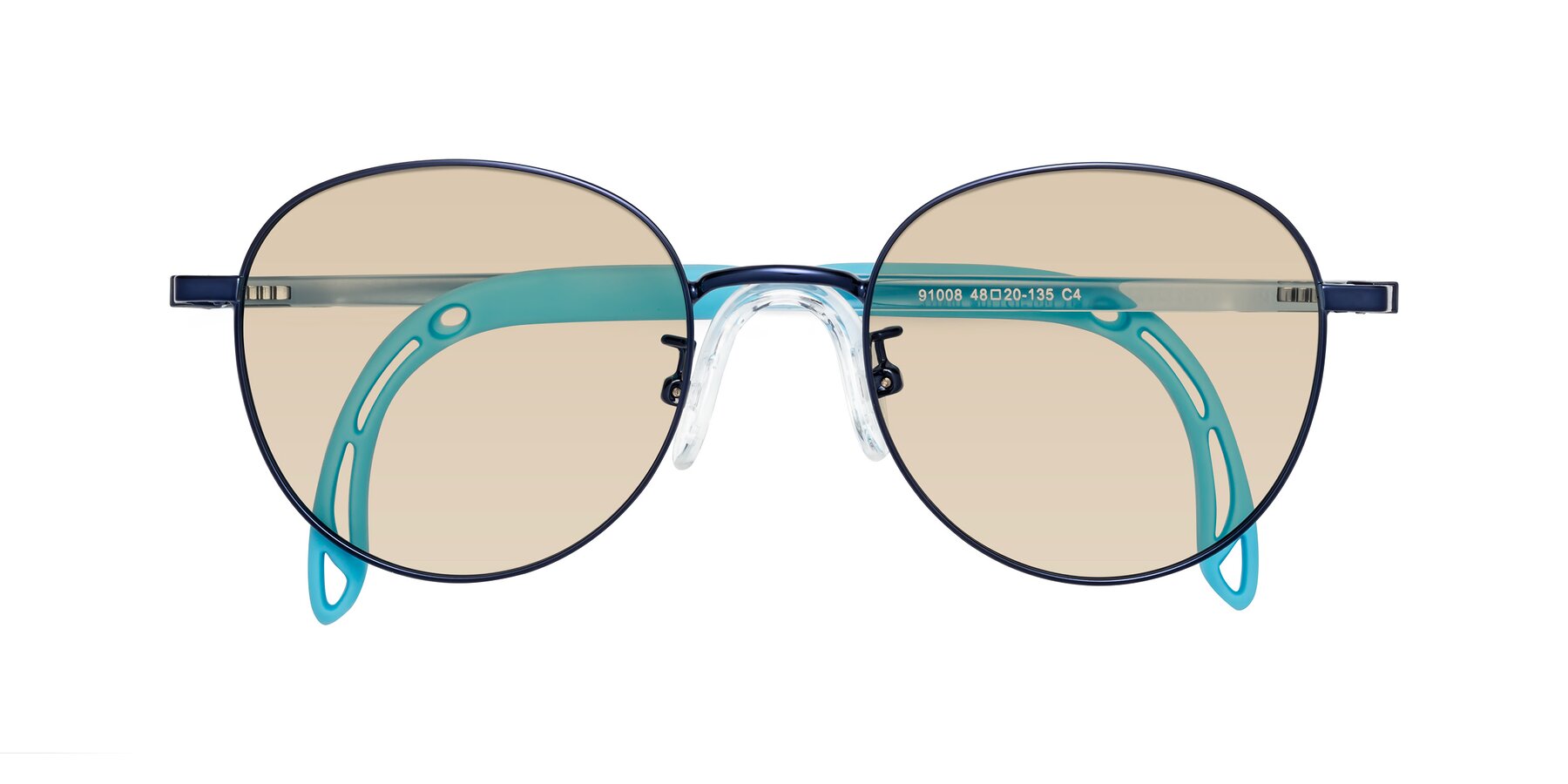 Folded Front of Ann in Sailor Blue with Light Brown Tinted Lenses