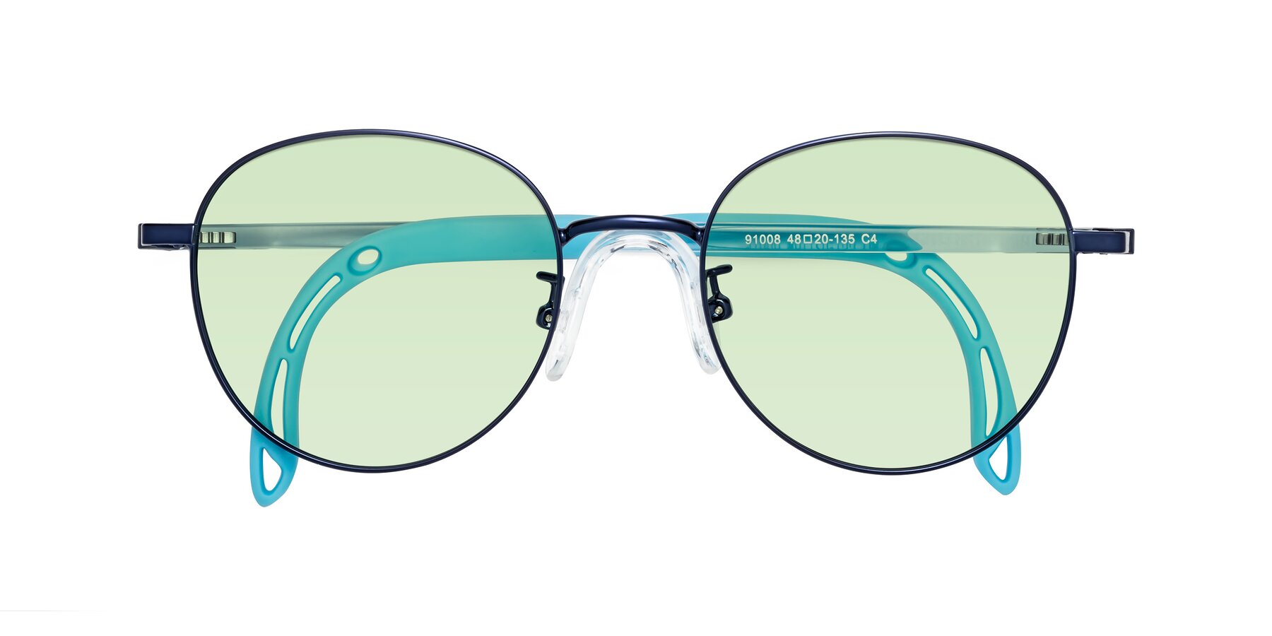 Folded Front of Ann in Sailor Blue with Light Green Tinted Lenses