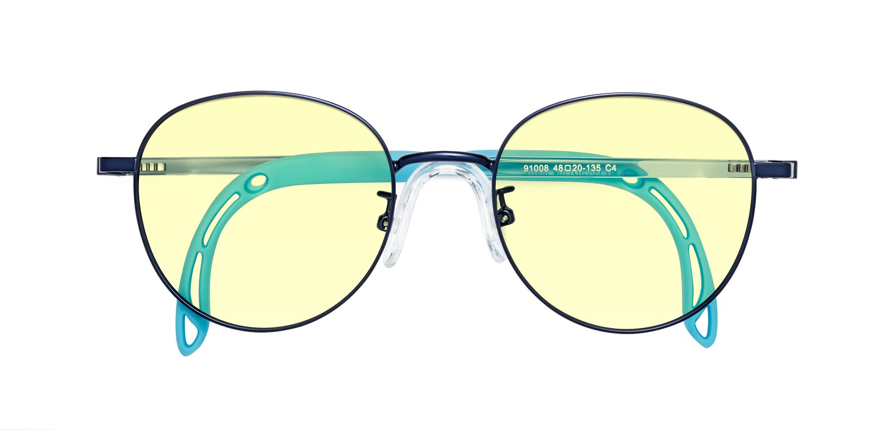 Folded Front of Ann in Sailor Blue with Light Yellow Tinted Lenses