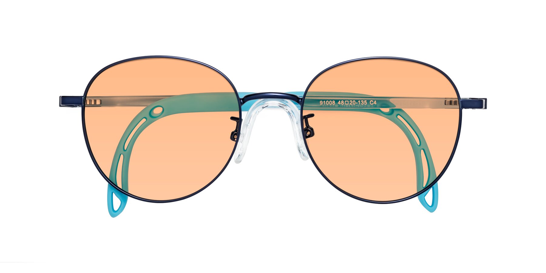 Folded Front of Ann in Sailor Blue with Light Orange Tinted Lenses