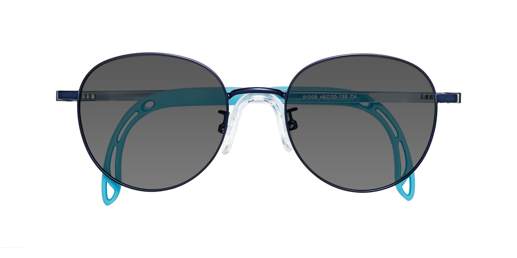 Folded Front of Ann in Sailor Blue with Medium Gray Tinted Lenses