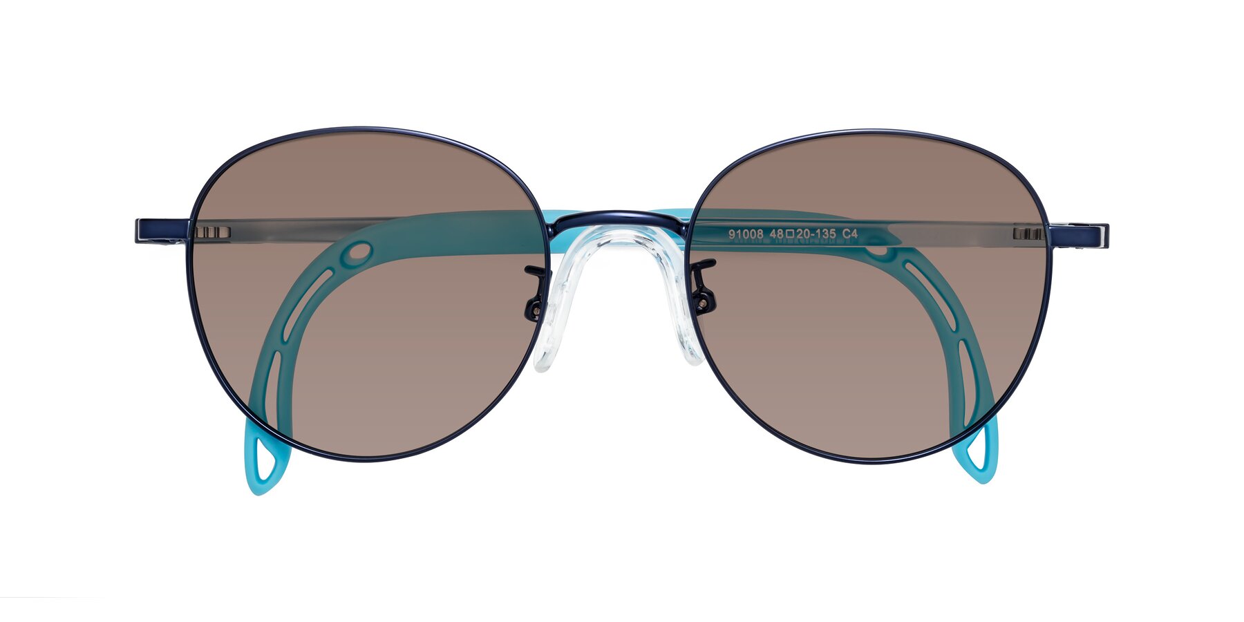 Folded Front of Ann in Sailor Blue with Medium Brown Tinted Lenses