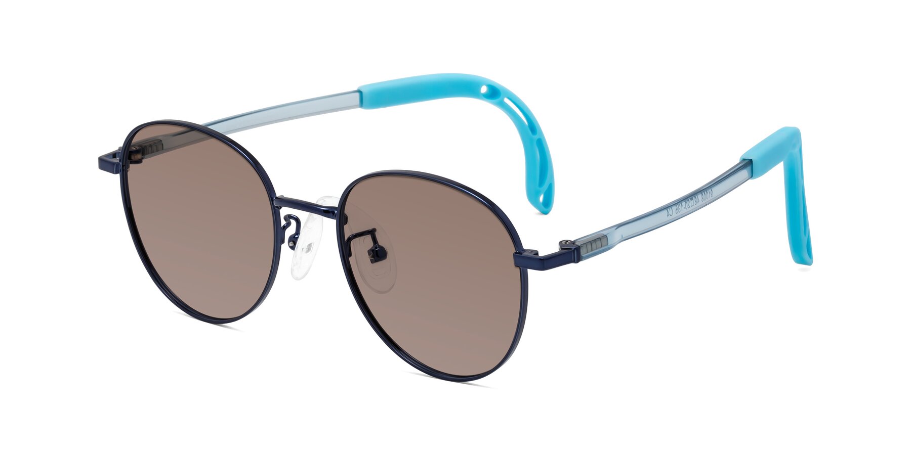 Angle of Ann in Sailor Blue with Medium Brown Tinted Lenses