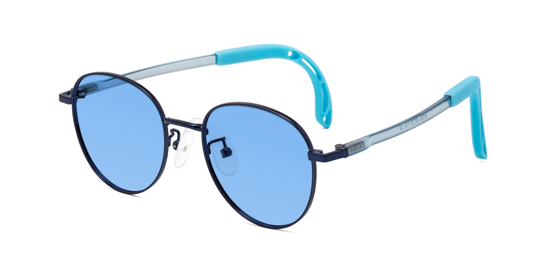 Angle of Ann in Sailor Blue with Medium Blue Tinted Lenses