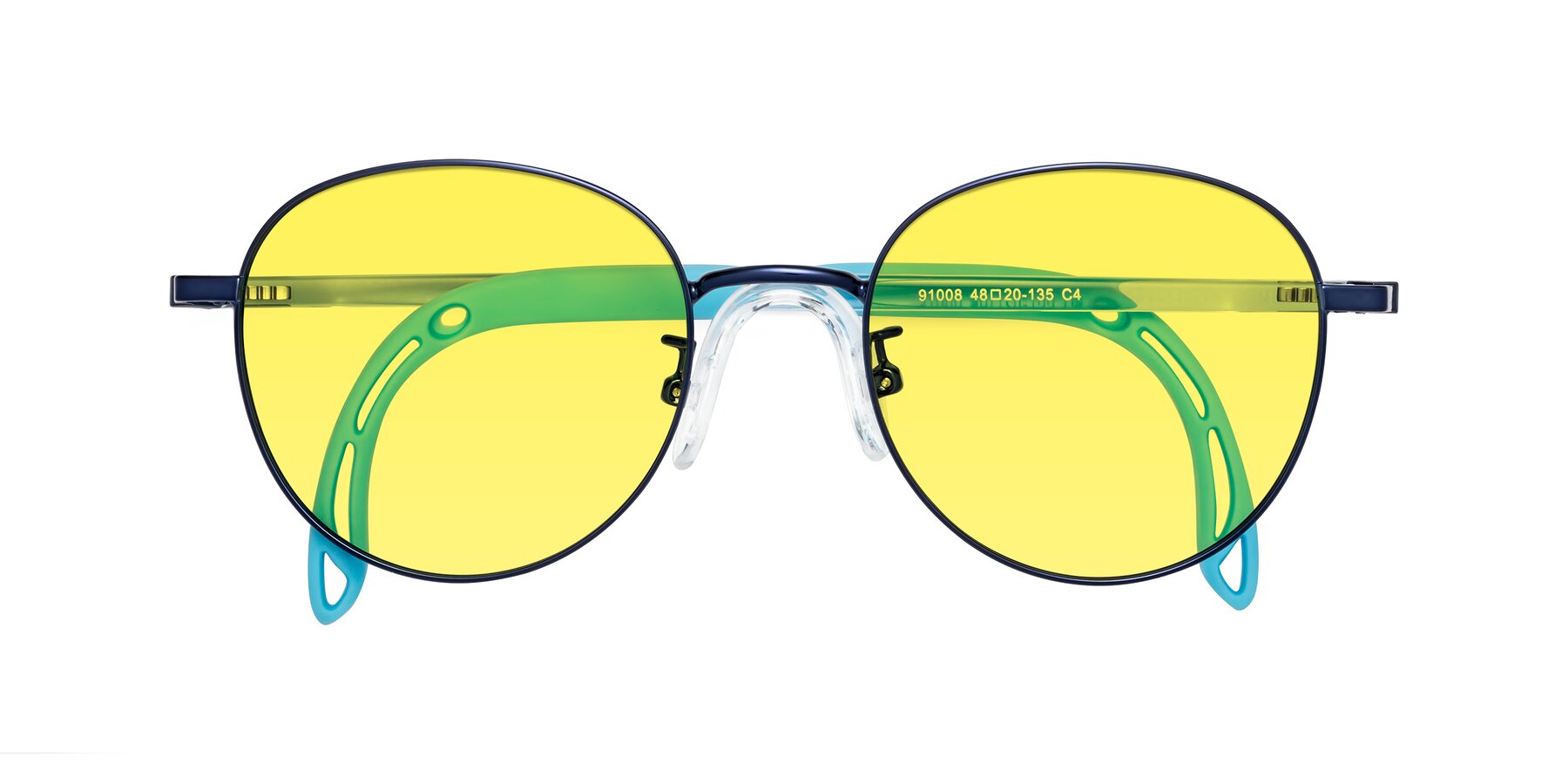 Folded Front of Ann in Sailor Blue with Medium Yellow Tinted Lenses