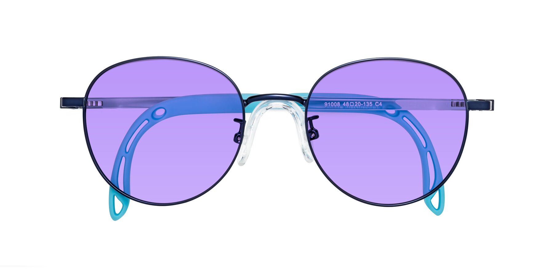 Folded Front of Ann in Sailor Blue with Medium Purple Tinted Lenses