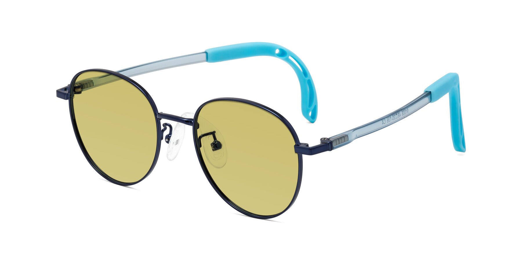 Angle of Ann in Sailor Blue with Medium Champagne Tinted Lenses