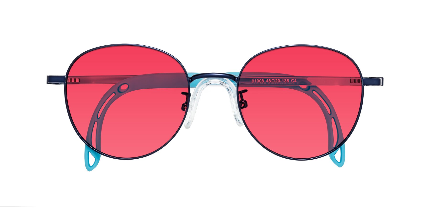 Folded Front of Ann in Sailor Blue with Red Tinted Lenses