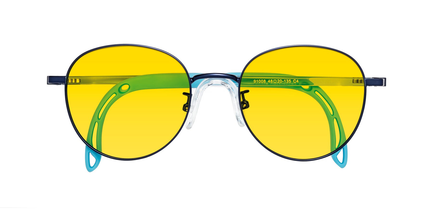 Folded Front of Ann in Sailor Blue with Yellow Tinted Lenses