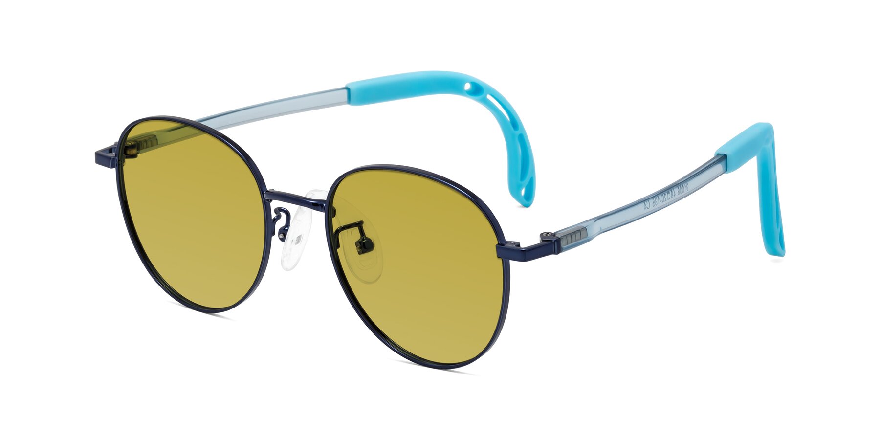 Angle of Ann in Sailor Blue with Champagne Tinted Lenses