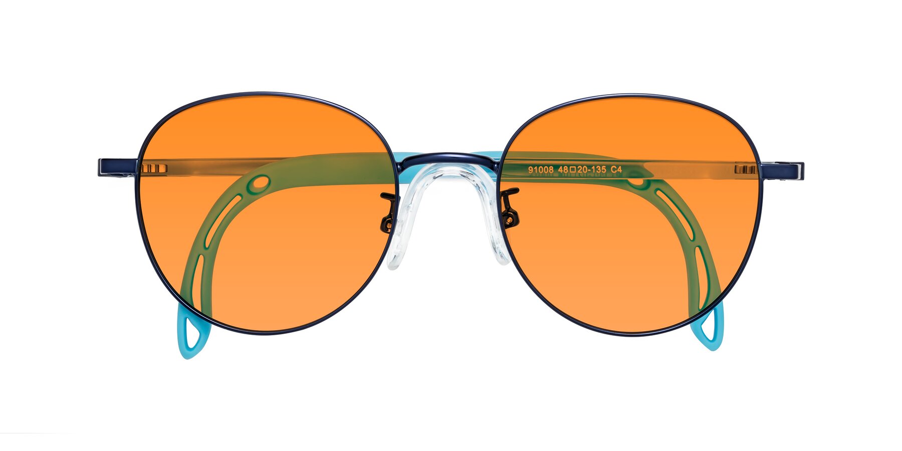 Folded Front of Ann in Sailor Blue with Orange Tinted Lenses