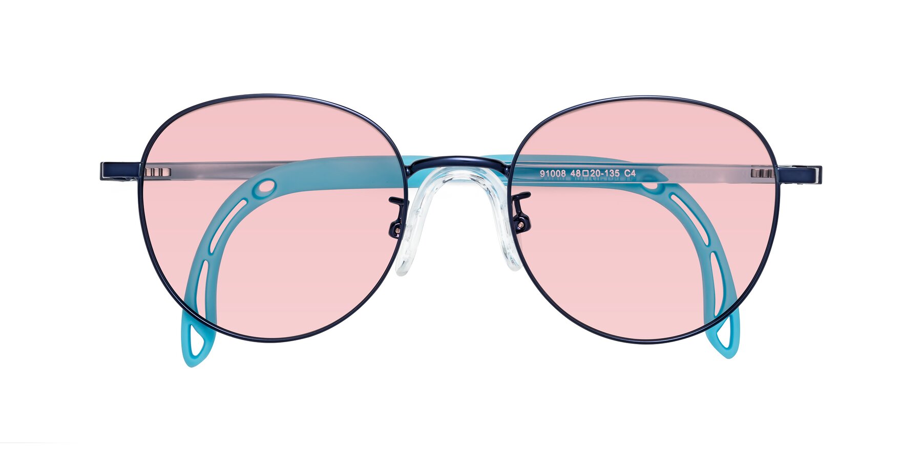 Folded Front of Ann in Sailor Blue with Light Garnet Tinted Lenses