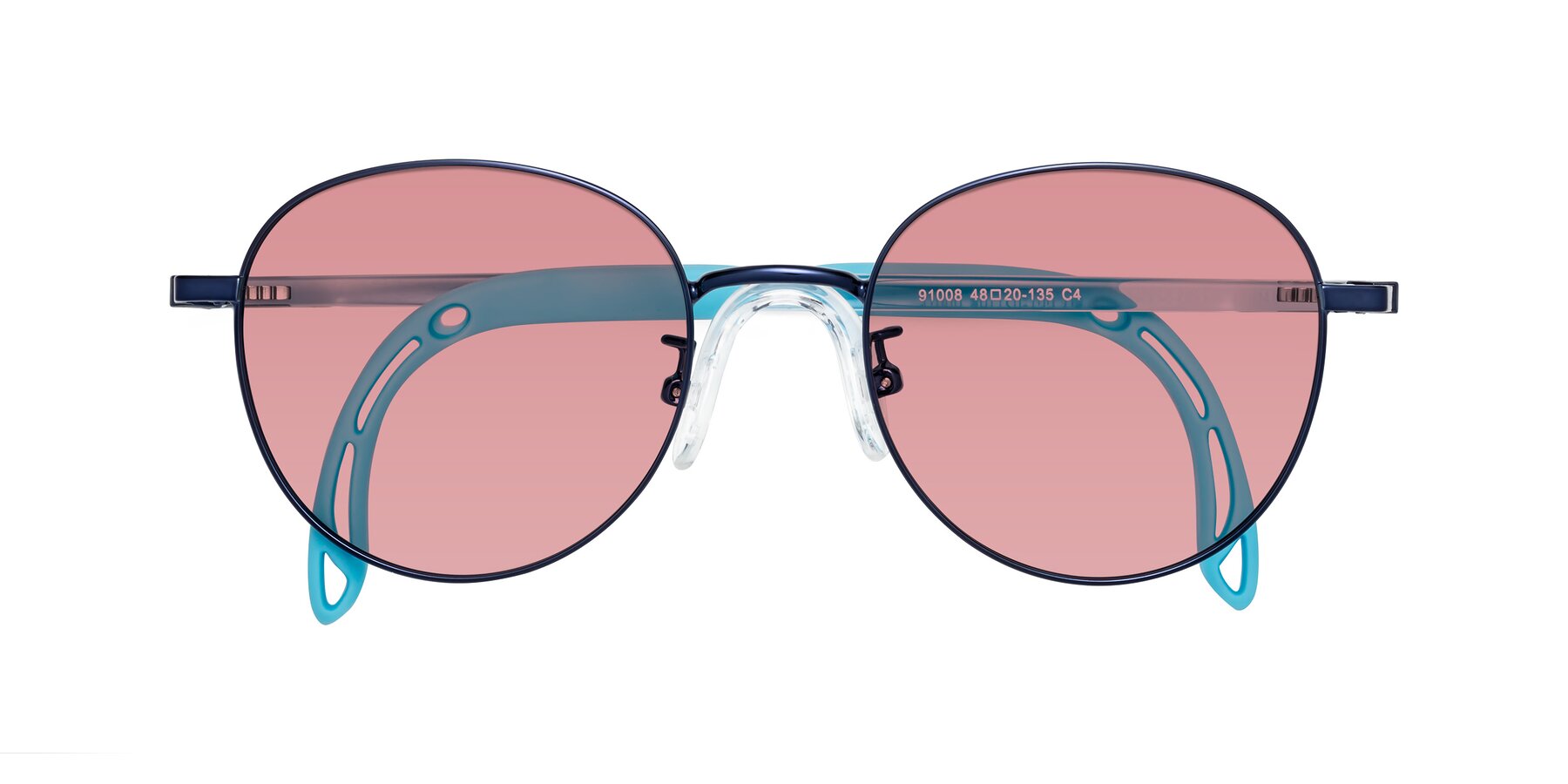 Folded Front of Ann in Sailor Blue with Medium Garnet Tinted Lenses