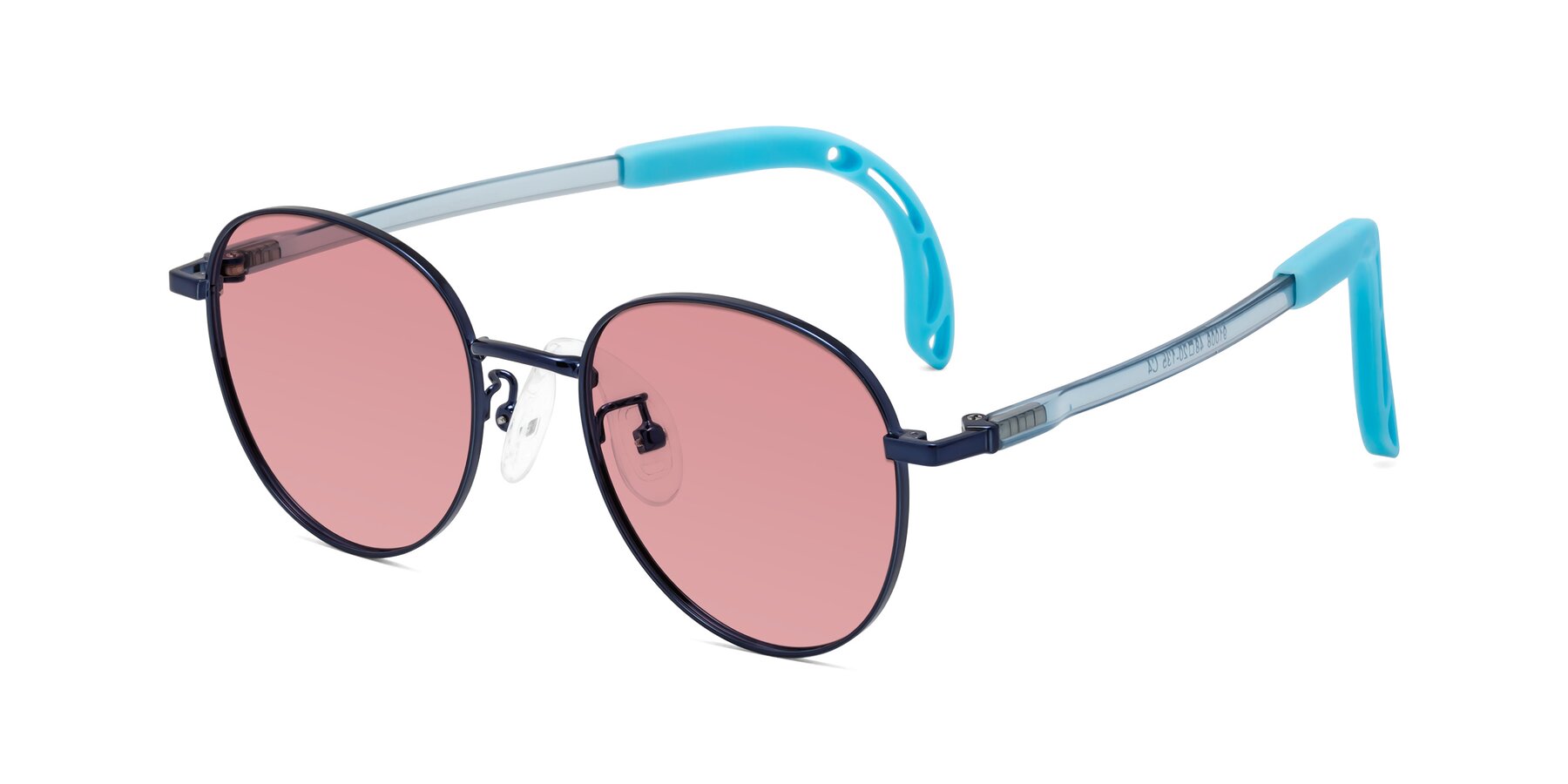 Angle of Ann in Sailor Blue with Medium Garnet Tinted Lenses