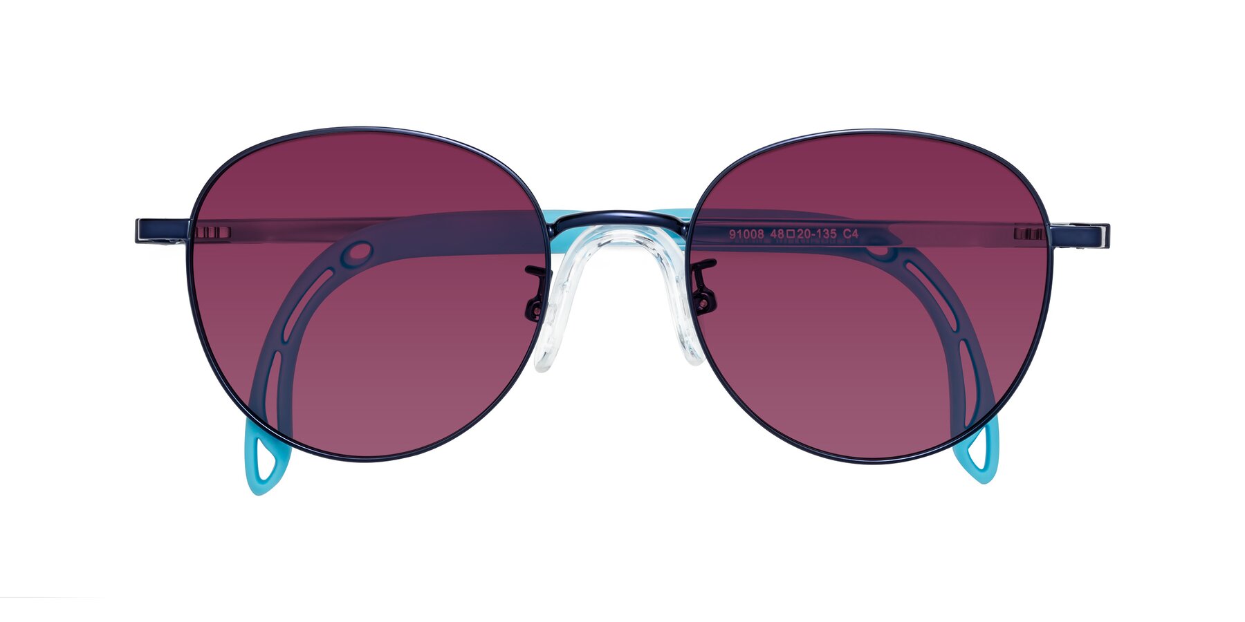 Folded Front of Ann in Sailor Blue with Wine Tinted Lenses