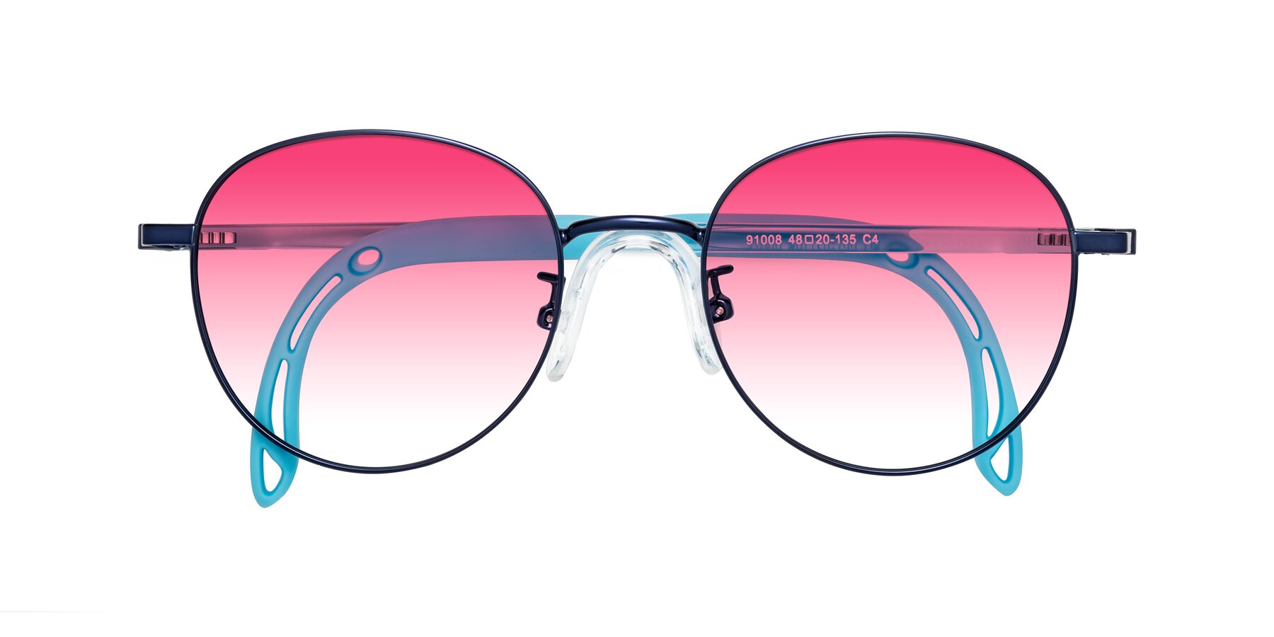 Folded Front of Ann in Sailor Blue with Pink Gradient Lenses