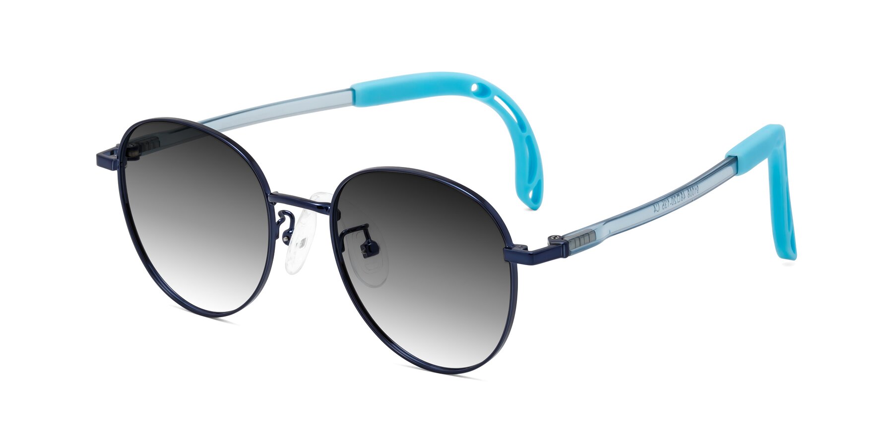 Angle of Ann in Sailor Blue with Gray Gradient Lenses