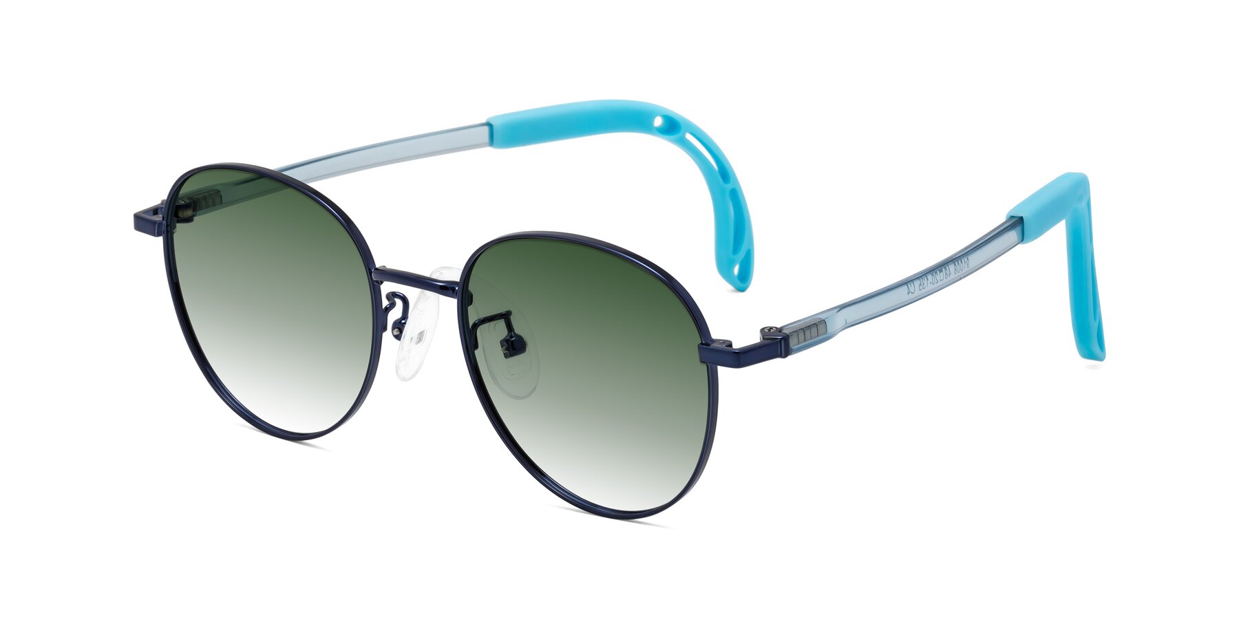 Angle of Ann in Sailor Blue with Green Gradient Lenses