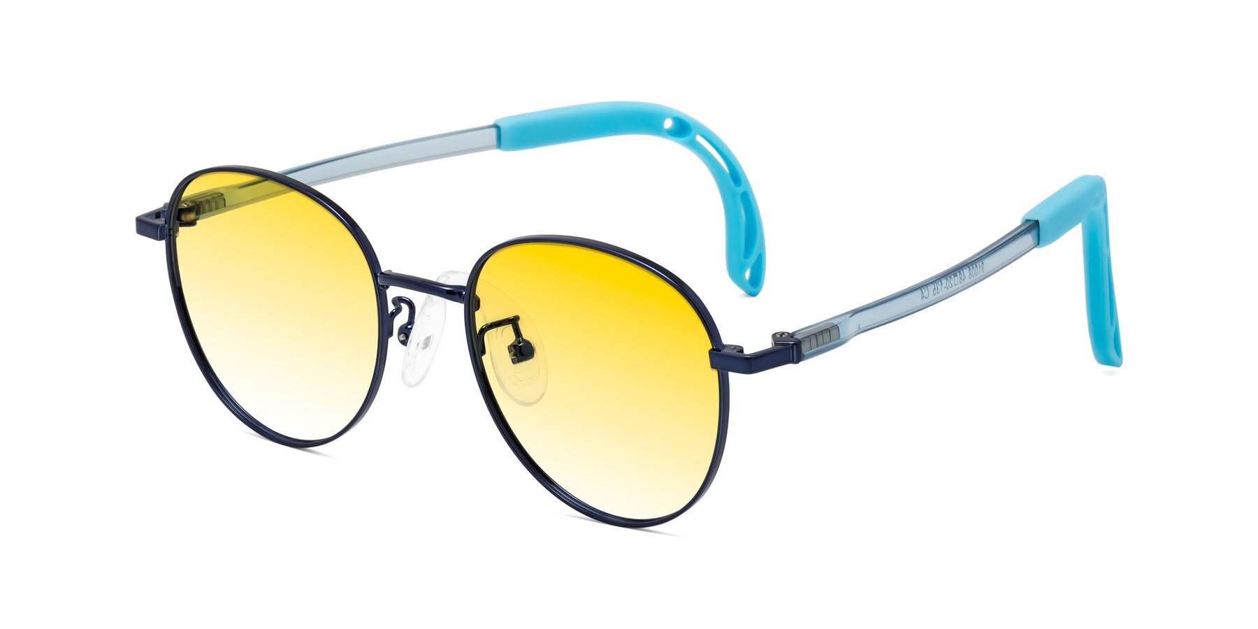 Angle of Ann in Sailor Blue with Yellow Gradient Lenses