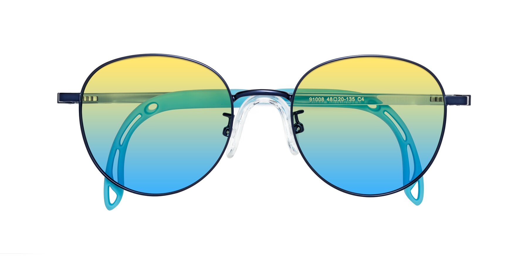 Folded Front of Ann in Sailor Blue with Yellow / Blue Gradient Lenses