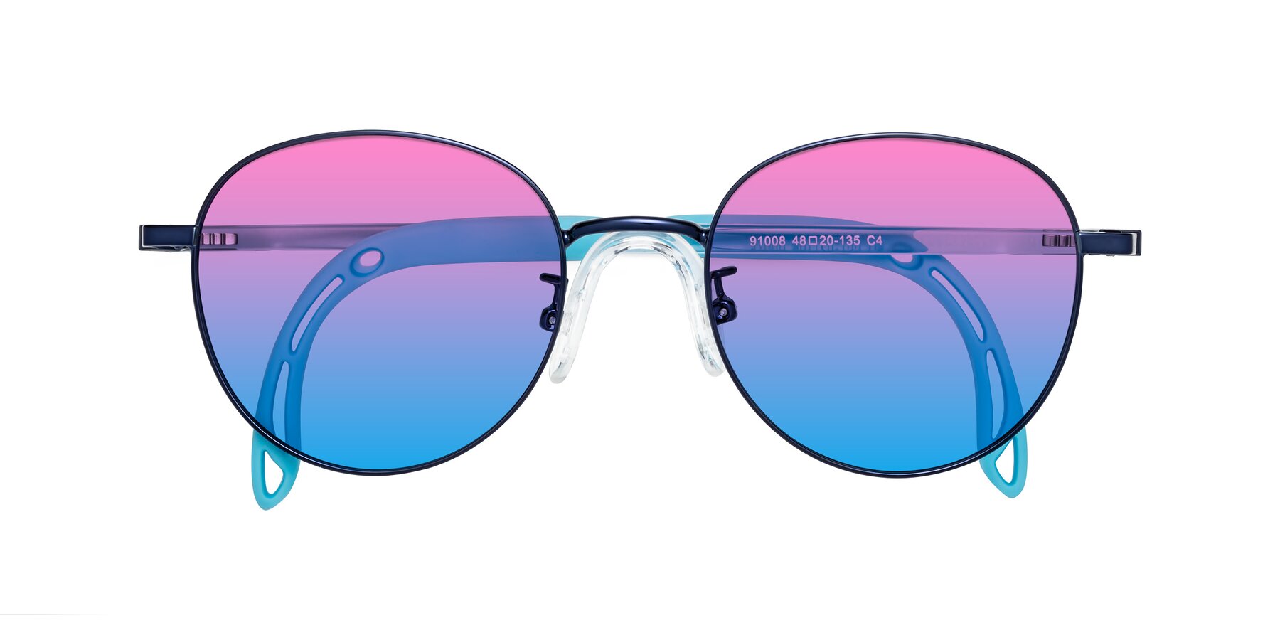 Folded Front of Ann in Sailor Blue with Pink / Blue Gradient Lenses