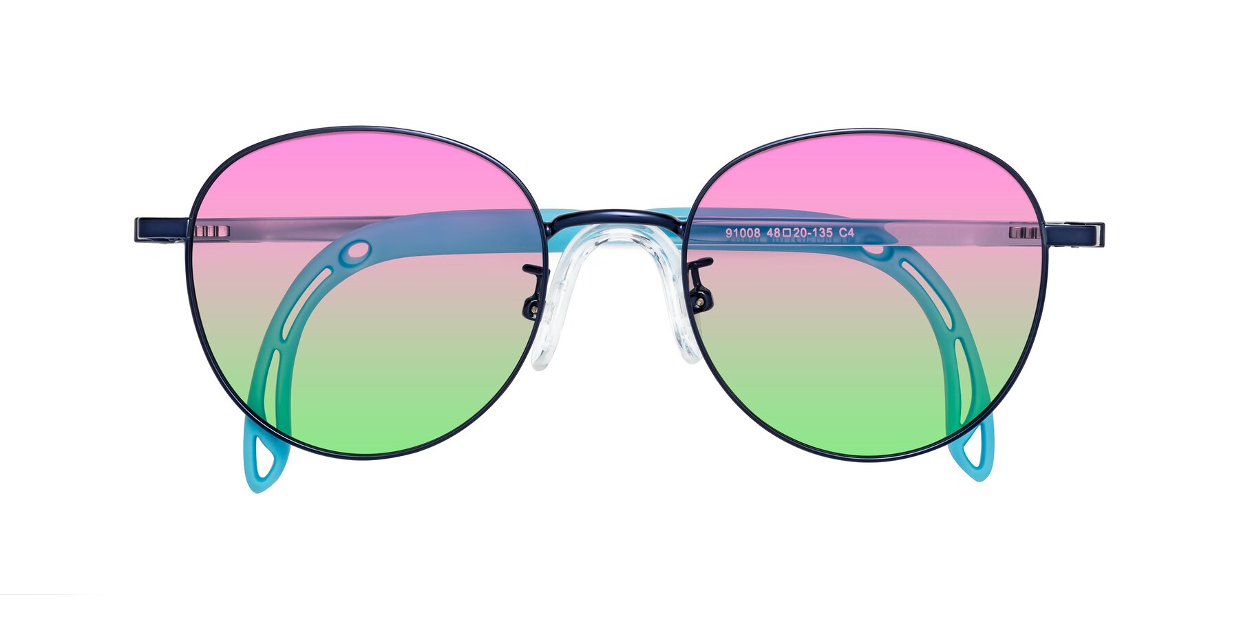 Folded Front of Ann in Sailor Blue with Pink / Green Gradient Lenses