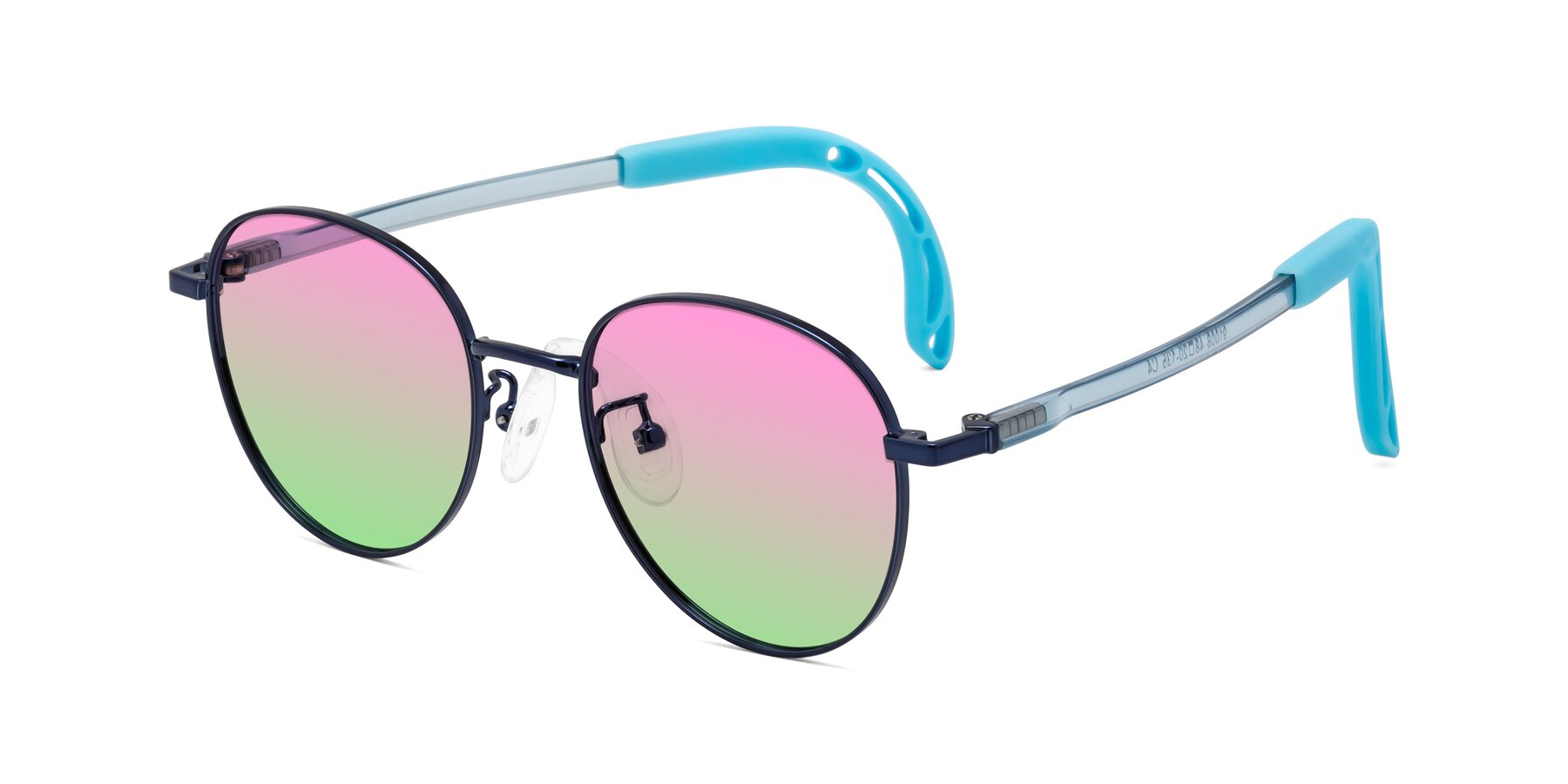 Angle of Ann in Sailor Blue with Pink / Green Gradient Lenses