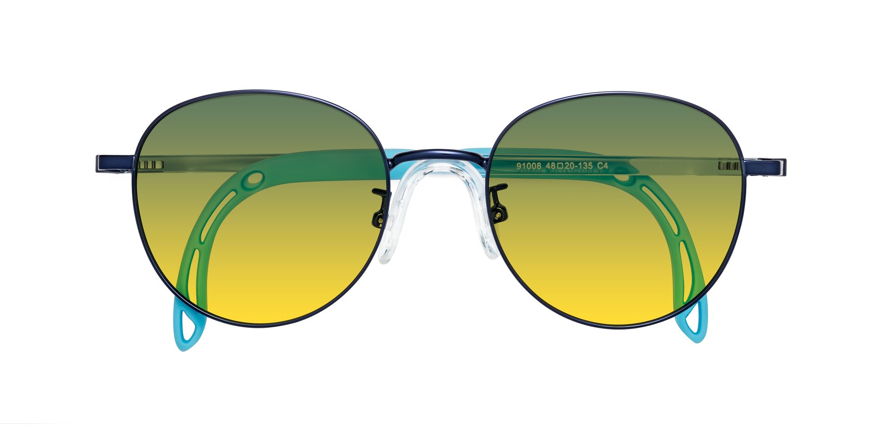 Folded Front of Ann in Sailor Blue with Green / Yellow Gradient Lenses