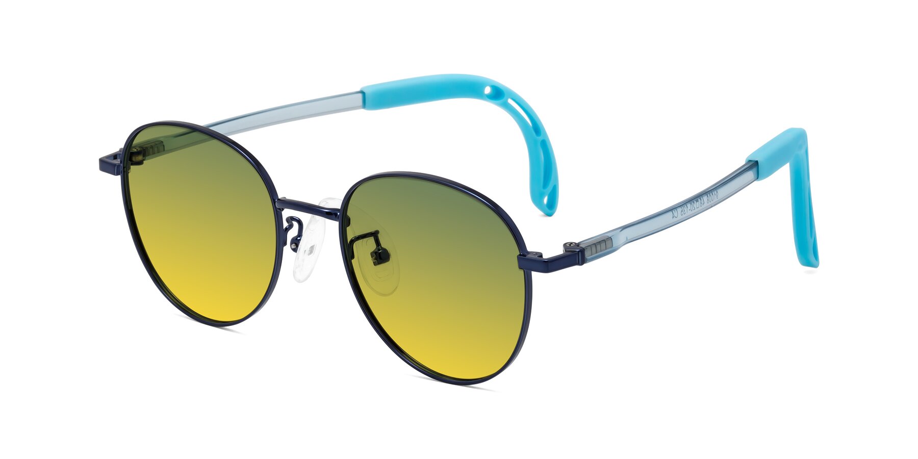 Angle of Ann in Sailor Blue with Green / Yellow Gradient Lenses