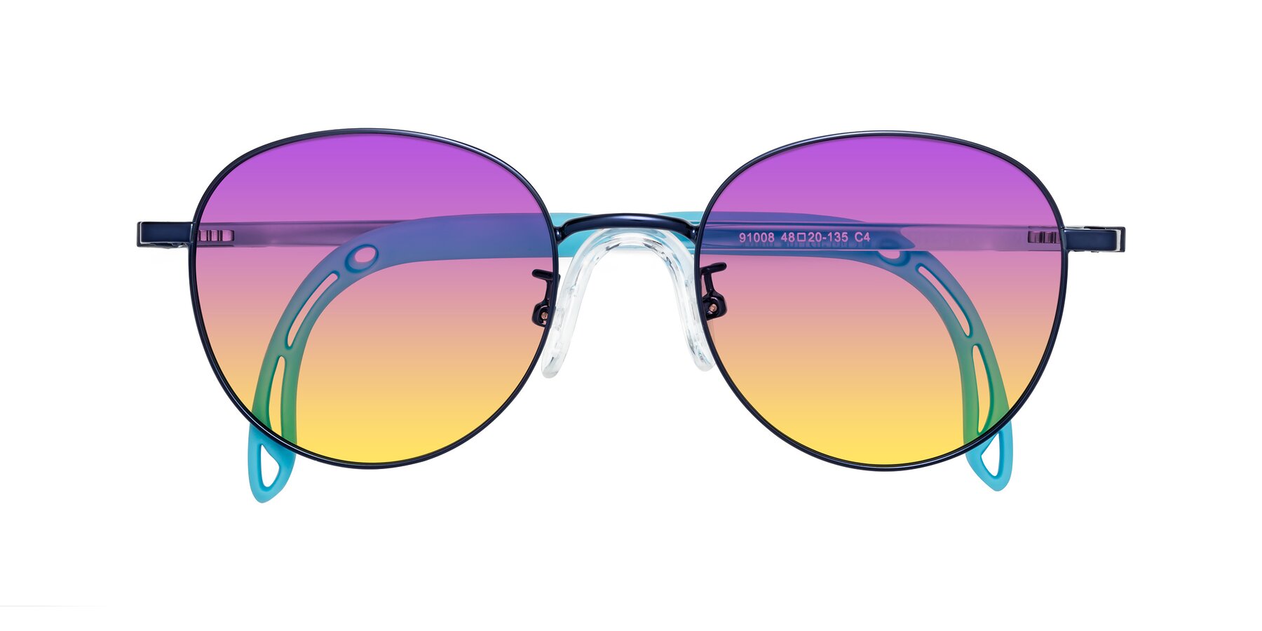 Folded Front of Ann in Sailor Blue with Purple / Yellow Gradient Lenses