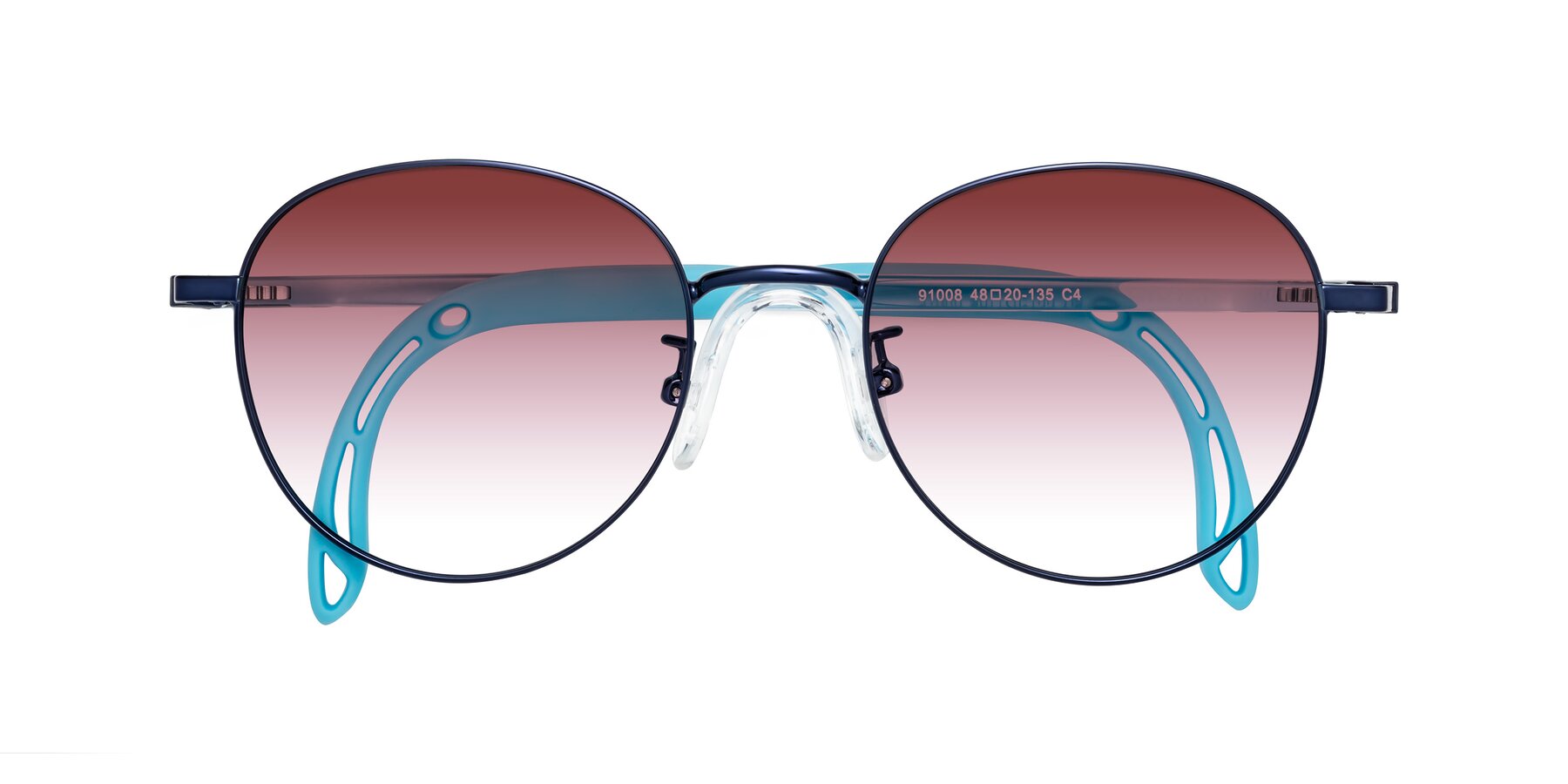 Folded Front of Ann in Sailor Blue with Garnet Gradient Lenses