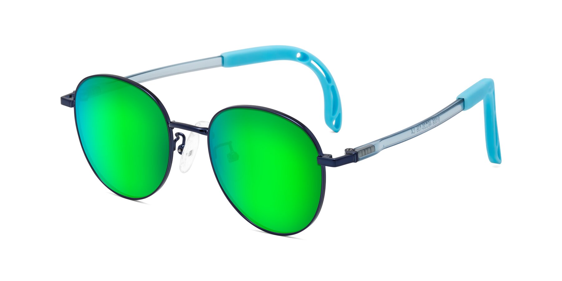 Angle of Ann in Sailor Blue with Green Mirrored Lenses