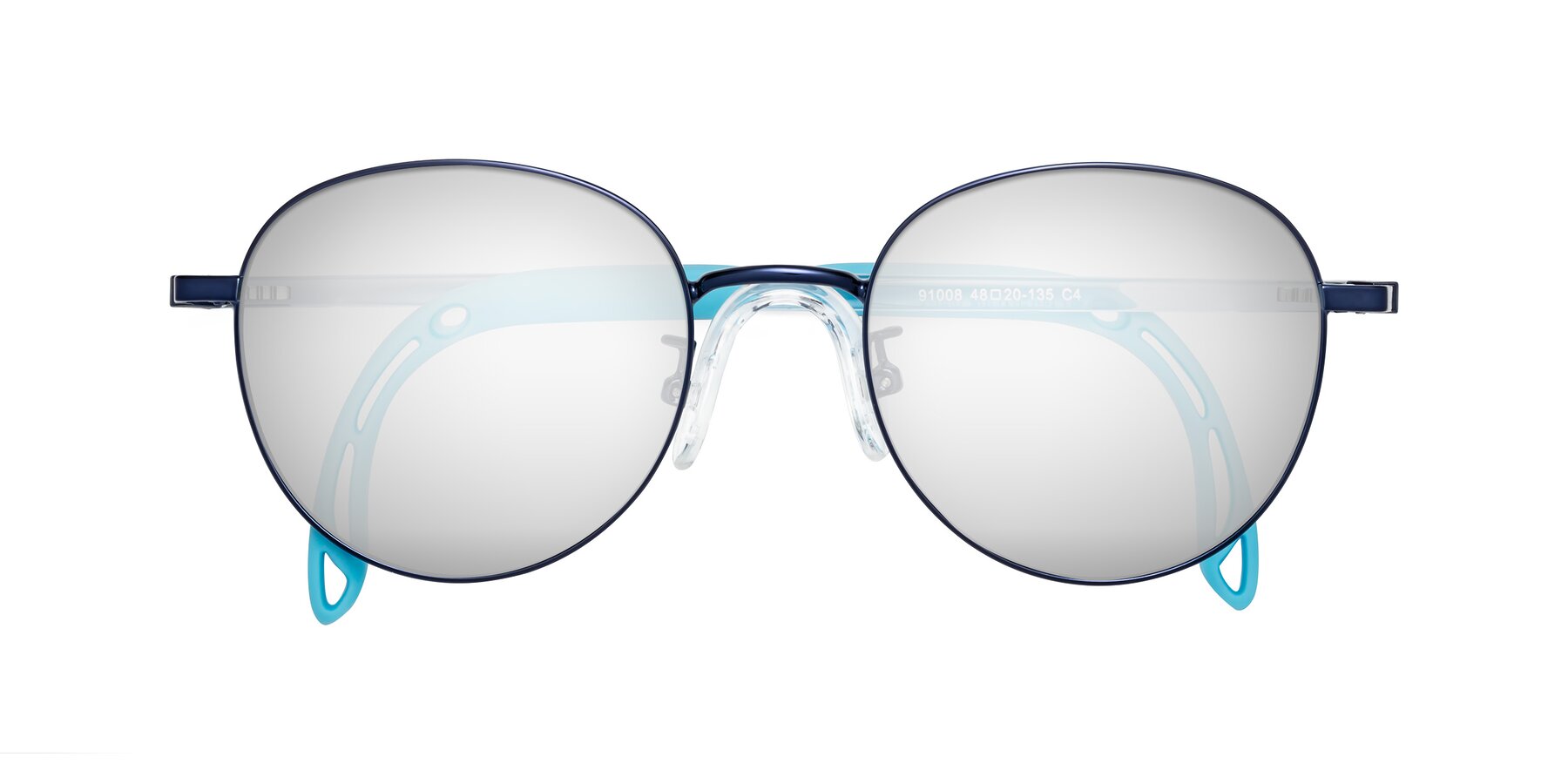 Folded Front of Ann in Sailor Blue with Silver Mirrored Lenses