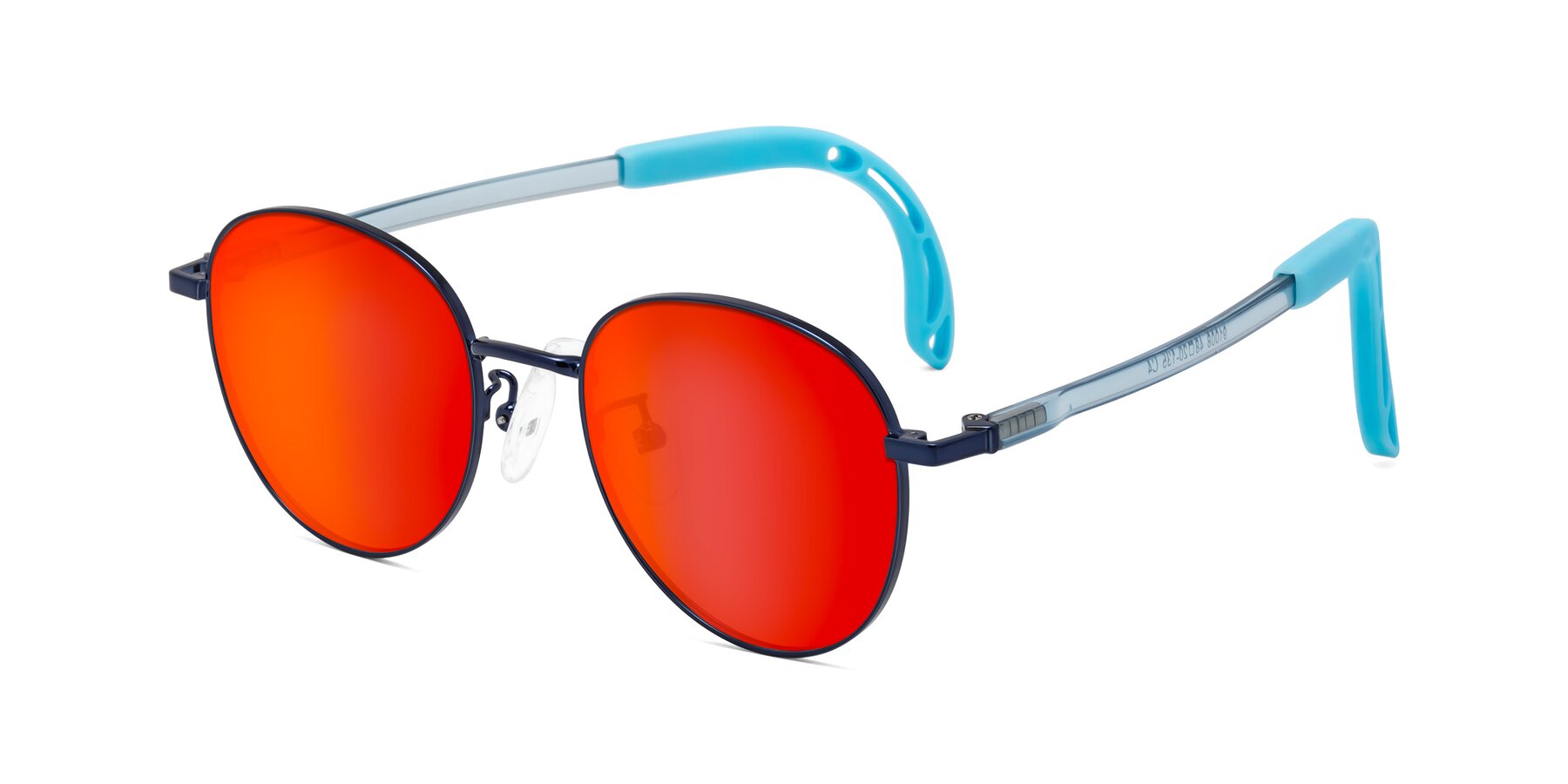 Angle of Ann in Sailor Blue with Red Gold Mirrored Lenses