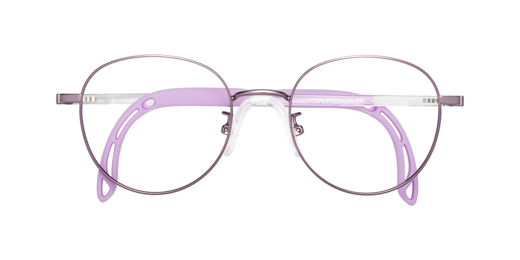 Folded Front of Ann in Magician Purple with Clear Blue Light Blocking Lenses