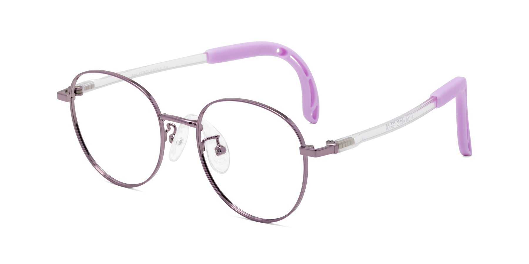 Angle of Ann in Magician Purple with Clear Eyeglass Lenses